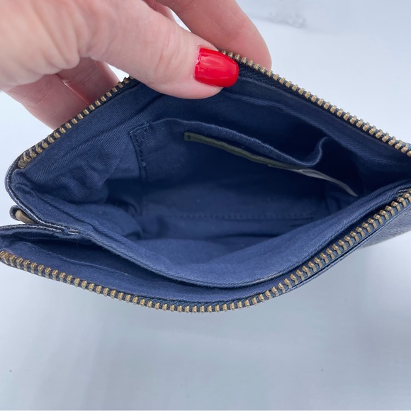 Anthropologie Metallic Leather Clutch Wristlet OS Blue - Picture 6 of 16